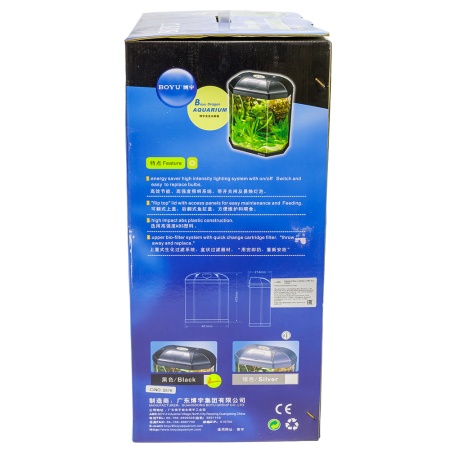 Аквариум Boyu LJ-380 25 л с системой фильтрации и освещением, черный​