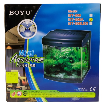 Аквариум Boyu Mini MT-508A, 80 л, с фильтром, 1 LED лампа, серый​