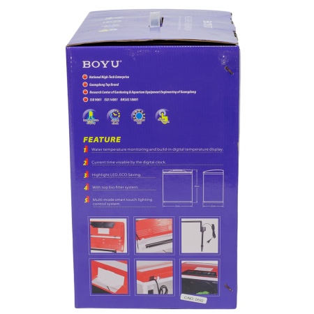 Аквариум Boyu HG-300 панорамный 22 л, LED освещение, дисплей, фильтры, красный​