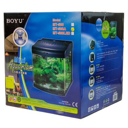 Аквариум Boyu Mini MT-508A, 80 л, с фильтром, 1 LED лампа, серый​