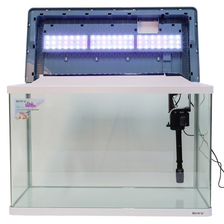 Аквариум Boyu Suspension XF-80, 128 л, панорамный, сенсорный LED светильник и фильтр, белый​