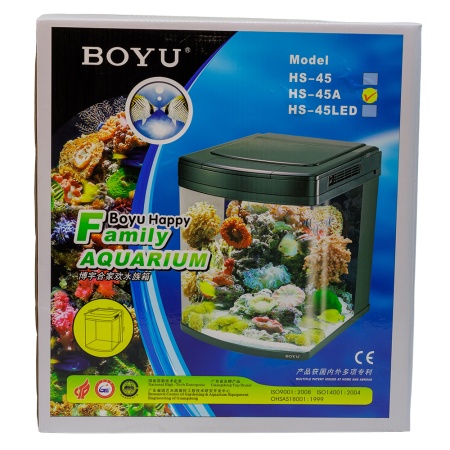 Аквариум Boyu Happy Family HS-45A панорамный, 65 л, с фильтром, УФ-стерилизатором и освещением, черн