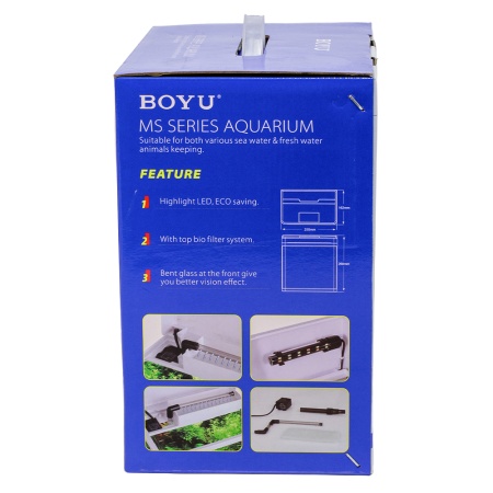 Аквариум Boyu MS-220 7,5 л с LED светильником и фильтром, черный​
