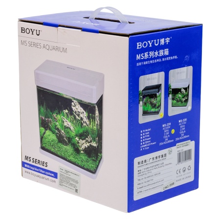 Аквариум Boyu MS-220 7,5 л с LED светильником и фильтром, черный​