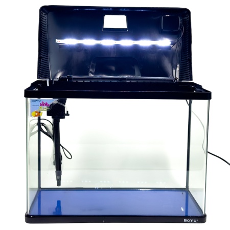 Аквариум Boyu EC-600 панорамный, 66 л, с фильтром и LED-лампой, черный​