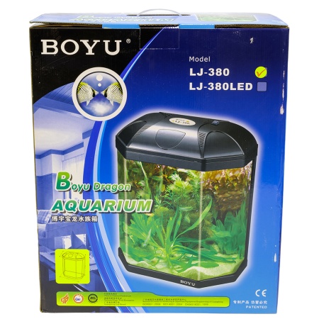 Аквариум Boyu LJ-380 25 л с системой фильтрации и освещением, черный​