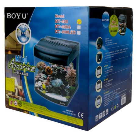 Аквариум Boyu Mini MT-408, 32 л, с фильтром, 2 LED лампы, серый​