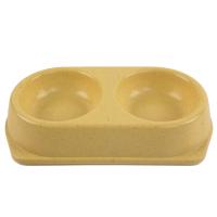 Миска двойная, 25x14x4.5 см, 180+180 мл, желтый