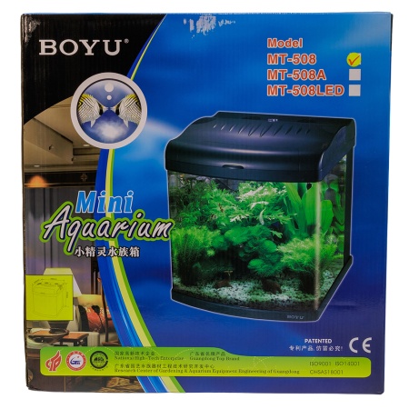 Аквариум Boyu Mini MT-508, 80 л, с фильтром, 2 LED лампы, серый​