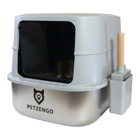 Туалет-домик умный для кошек Petzengo PL-1 60,5х40х39 см с дезодорацией, нержавеющая сталь​