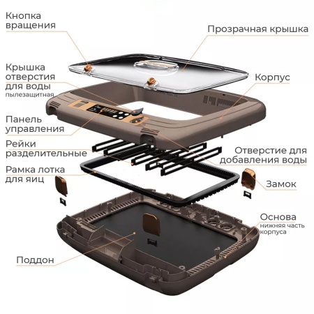 ***Инкубатор HHD 50 автоматический c универсальным поддоном для куриных, перепелиных, утиных, гусины