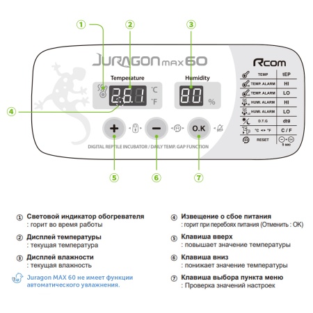 Инкубатор для яиц рептилий Rcom JURAGON MAX 60 автоматический