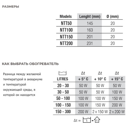 Нагреватель для воды аквариума Newa Therm Preset 25°С NTT150 220-240V 50Hz 150W 50-150 л