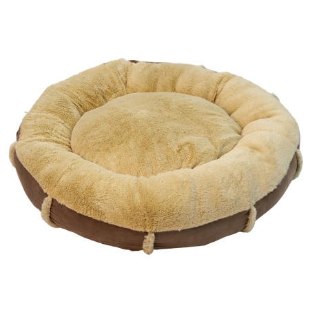 Лежак подушка Pet Choice для собак и кошек, круглый 66х66х15 см, меховой, бежевый