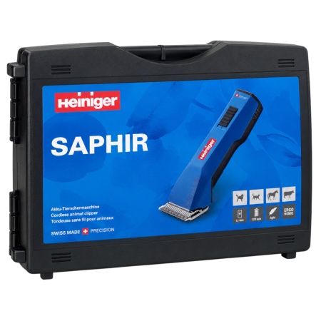 Машинка Heiniger Saphir для стрижки лошадей, КРС, собак и кошек с 2-я аккумуляторами и лезвием #10 1
